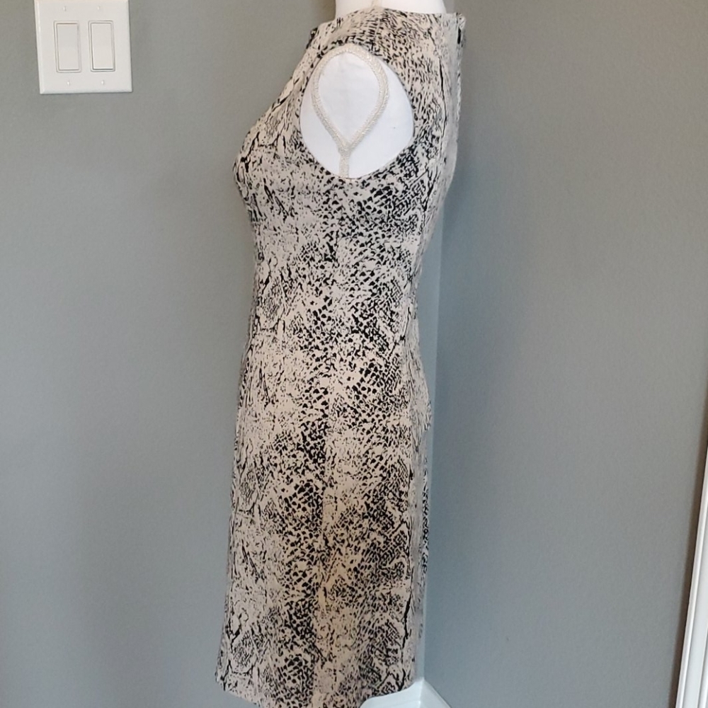 Calvin Klein Cream Black Python Pattern Dress Siz… - image 4